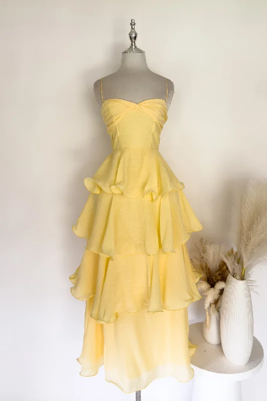 Midi dresses with puff sleeves for a vintage - inspired look Lunara Maxi Dress - Yellow Midi dresses with puff sleeves for a vintage - inspired look Lunara Maxi Dress - Yellow