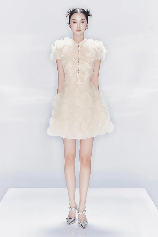 Velvet mini dresses for autumn weddings Delahaye A-line Mandarin Neck Organza Mini Dress Velvet mini dresses for autumn weddings Delahaye A-line Mandarin Neck Organza Mini Dress