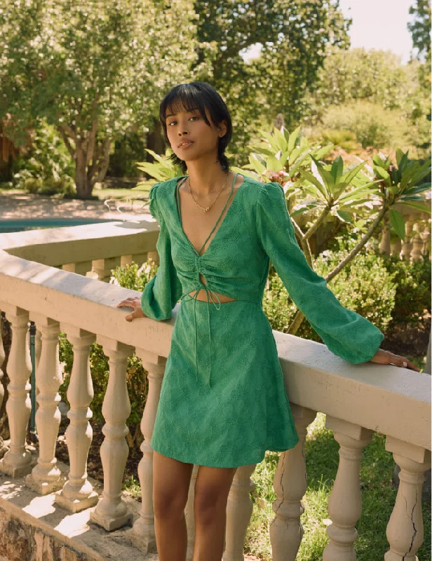 Velvet mini dresses for autumn weddings Green Broderie Anglaise Nicole Mini Dress
