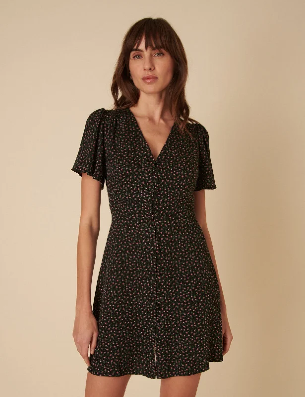 Mini dresses with tassel accents for a fun touch Black Floral Andie Mini Dress