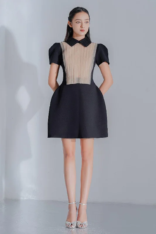 Ruffled mini dresses for a romantic touch Rosaline A-line Collared Neck Cotton Polyester Mini Dress Ruffled mini dresses for a romantic touch Rosaline A-line Collared Neck Cotton Polyester Mini Dress