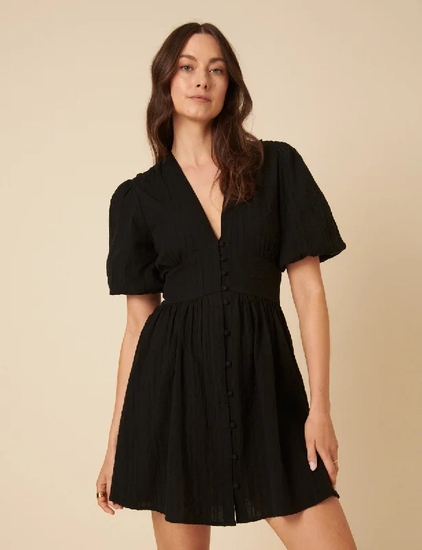 Mini dresses with belted waists for a defined silhouette Black Starlight Mini Dress