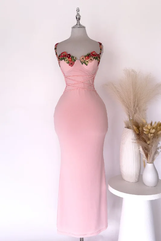 Midi dresses with cotton - blend materials for everyday comfort Pink Maxi Dress - SAMPLE SALE Midi dresses with cotton - blend materials for everyday comfort Pink Maxi Dress - SAMPLE SALE