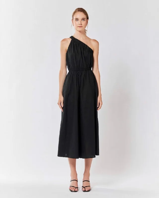 Midi dresses with tiered skirts for a bohemian festival look ASHIO MIDI DRESS -BLACK Midi dresses with tiered skirts for a bohemian festival look ASHIO MIDI DRESS -BLACK