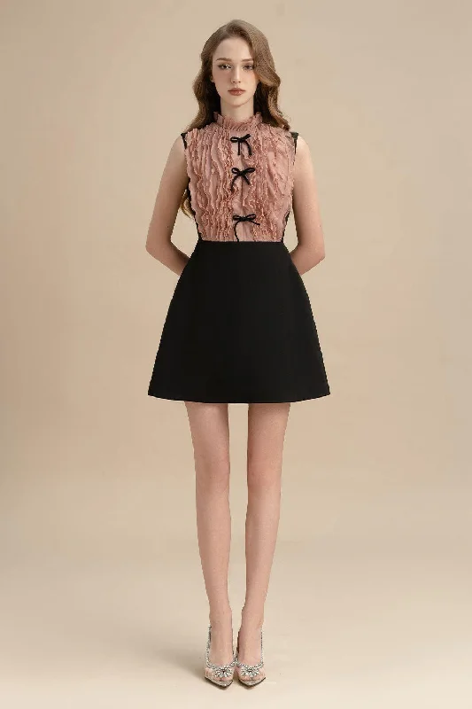 Mini dresses with cut - out details for a trendy look Allegra A-line Ruffle Trim Cotton Polyester Mini Dress Mini dresses with cut - out details for a trendy look Allegra A-line Ruffle Trim Cotton Polyester Mini Dress