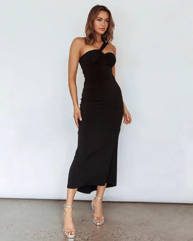 Midi dresses with puff sleeves for a vintage - inspired look BACARDI MIDI DRESS -BLACK Midi dresses with puff sleeves for a vintage - inspired look BACARDI MIDI DRESS -BLACK