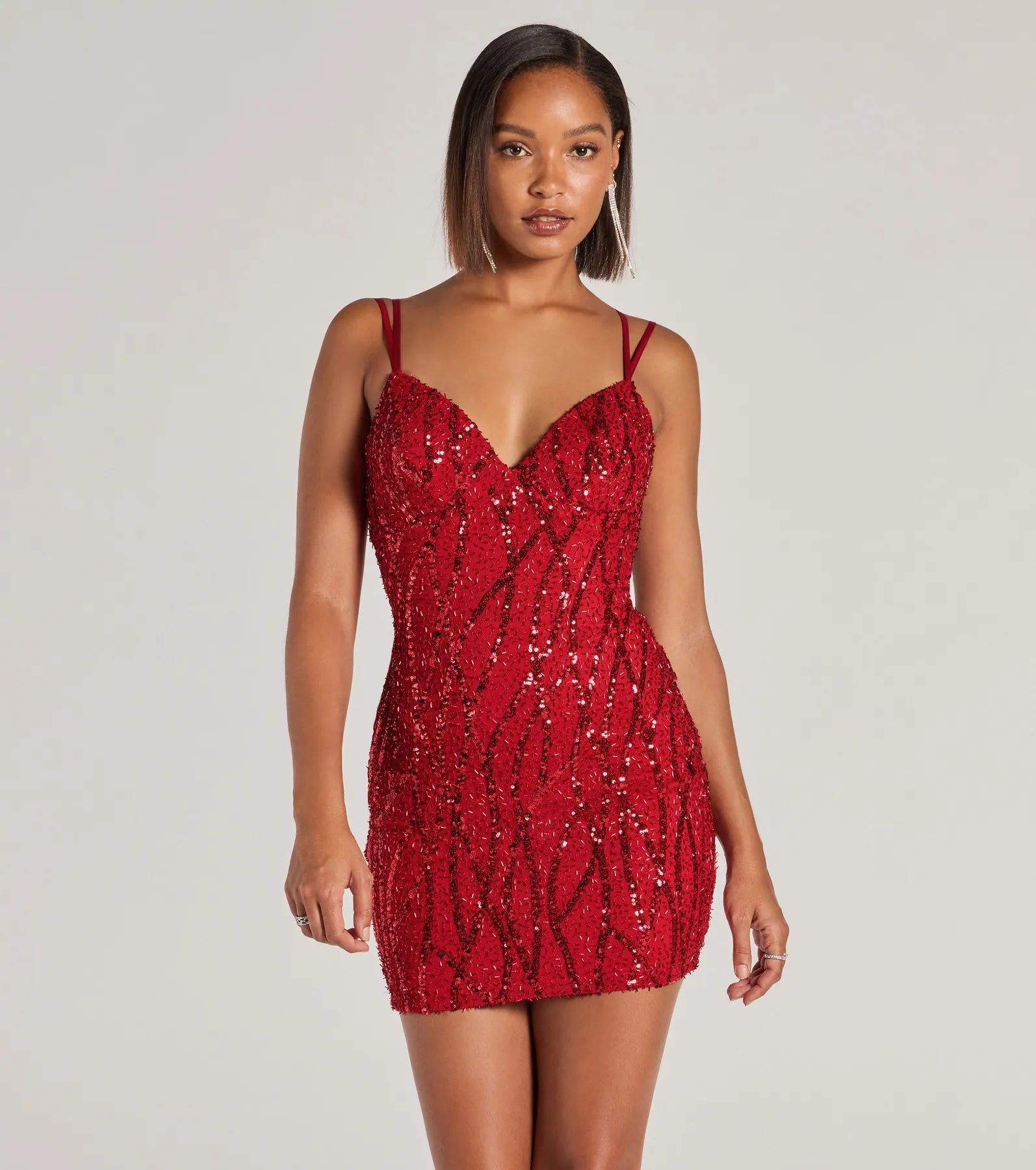 Mini dresses with high - low hems for a modern twist Hartley Lace-Up Sequin Mesh Bodycon Mini Dress Mini dresses with high - low hems for a modern twist Hartley Lace-Up Sequin Mesh Bodycon Mini Dress
