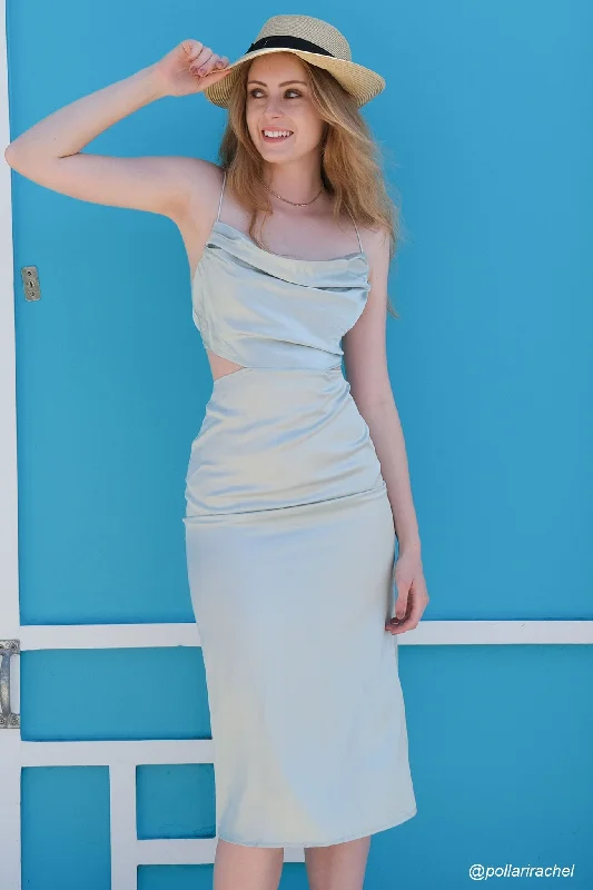Midi dresses with ribbed textures for a unique and tactile appearance Solid Tie Backless Cami Dress Midi dresses with ribbed textures for a unique and tactile appearance Solid Tie Backless Cami Dress