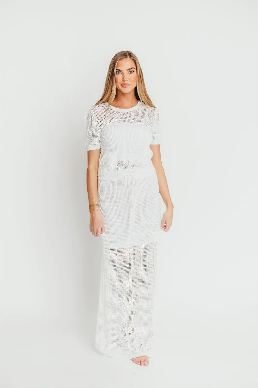 Midi dresses with off - the - shoulder necklines for a flirty look Aidan Open Knit Top and Maxi Skirt Set in Off-White Midi dresses with off - the - shoulder necklines for a flirty look Aidan Open Knit Top and Maxi Skirt Set in Off-White