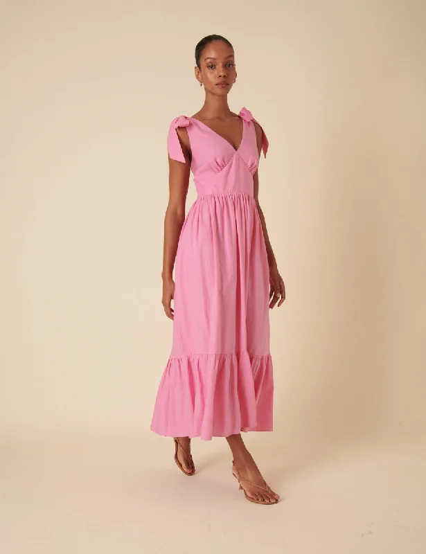 Mini dresses with pleated skirts for a classic look Pink Tiered Coen Midi Dress