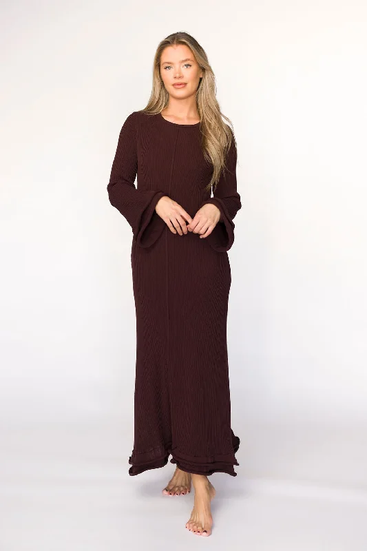 Midi dresses with wrap - around skirts for a customizable fit Arlet Dress in Brown - Bump Friendly Midi dresses with wrap - around skirts for a customizable fit Arlet Dress in Brown - Bump Friendly