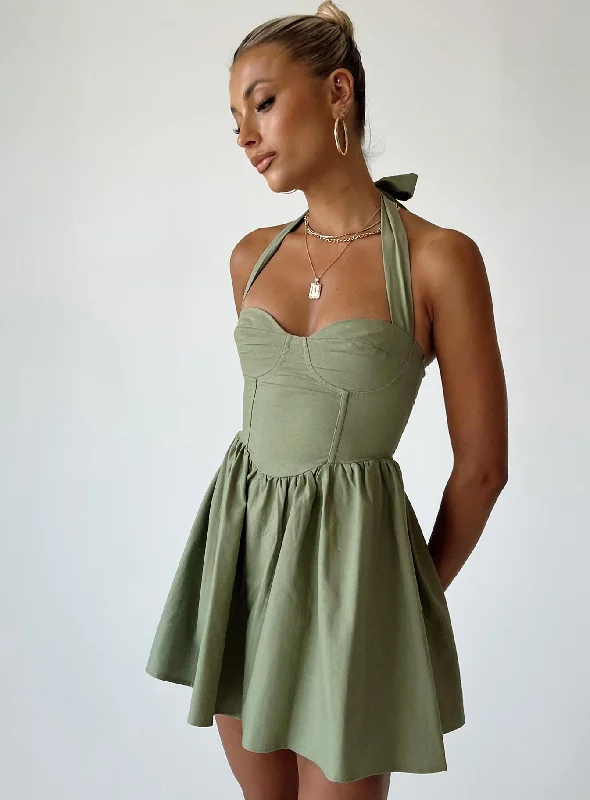 Mini dresses with asymmetric hems for a fashion - forward look Lyle Mini Dress Sage