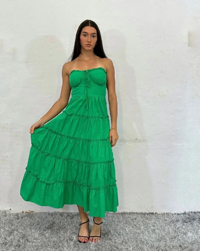 Midi dresses with asymmetric hems for a fashion - forward and dynamic appearance KARL MAXI DRESS -GREEN Midi dresses with asymmetric hems for a fashion - forward and dynamic appearance KARL MAXI DRESS -GREEN