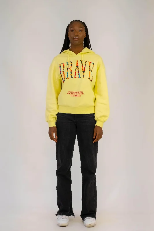 Brave Organic Oversized Hoodie Women in Soft Yellow