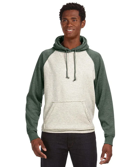 JA8885 - J America Adult Vintage Heather Pullover Hooded Sweatshirt | Oatmeal Heather/Army JA8885 - J America Adult Vintage Heather Pullover Hooded Sweatshirt | Oatmeal Heather/Army