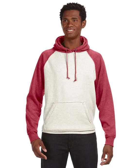JA8885 - J America Adult Vintage Heather Pullover Hooded Sweatshirt | Oatmeal Heather/Red JA8885 - J America Adult Vintage Heather Pullover Hooded Sweatshirt | Oatmeal Heather/Red