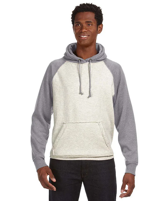 JA8885 - J America Adult Vintage Heather Pullover Hooded Sweatshirt | Oatmeal Heather/Smoke Hthr JA8885 - J America Adult Vintage Heather Pullover Hooded Sweatshirt | Oatmeal Heather/Smoke Hthr