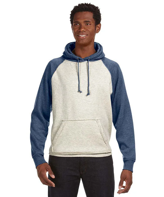 JA8885 - J America Adult Vintage Heather Pullover Hooded Sweatshirt | Oatmeal Hthr/Vintage Navy JA8885 - J America Adult Vintage Heather Pullover Hooded Sweatshirt | Oatmeal Hthr/Vintage Navy