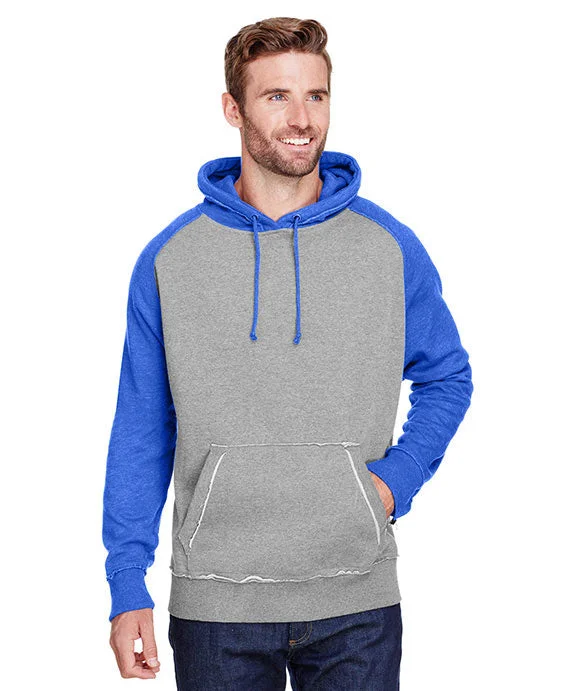 JA8885 - J America Adult Vintage Heather Pullover Hooded Sweatshirt | Smoke/Vintage Royal JA8885 - J America Adult Vintage Heather Pullover Hooded Sweatshirt | Smoke/Vintage Royal