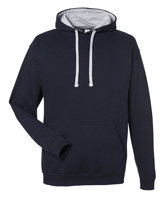 JHA003 - Just Hoods By AWDis Adult Midweight Varsity Contrast Hooded Sweatshirt | French Navy/Heather Grey JHA003 - Just Hoods By AWDis Adult Midweight Varsity Contrast Hooded Sweatshirt | French Navy/Heather Grey