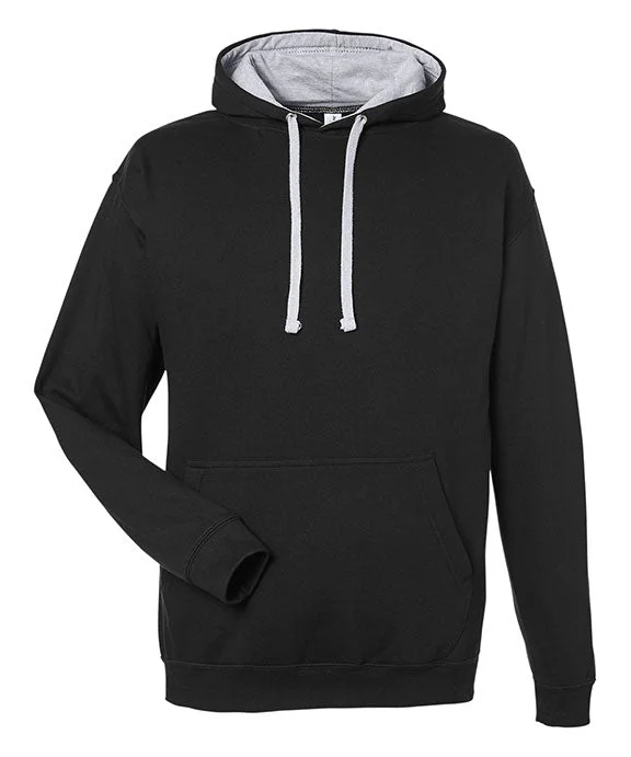 JHA003 - Just Hoods By AWDis Adult Midweight Varsity Contrast Hooded Sweatshirt | Jet Black/Heather Grey JHA003 - Just Hoods By AWDis Adult Midweight Varsity Contrast Hooded Sweatshirt | Jet Black/Heather Grey