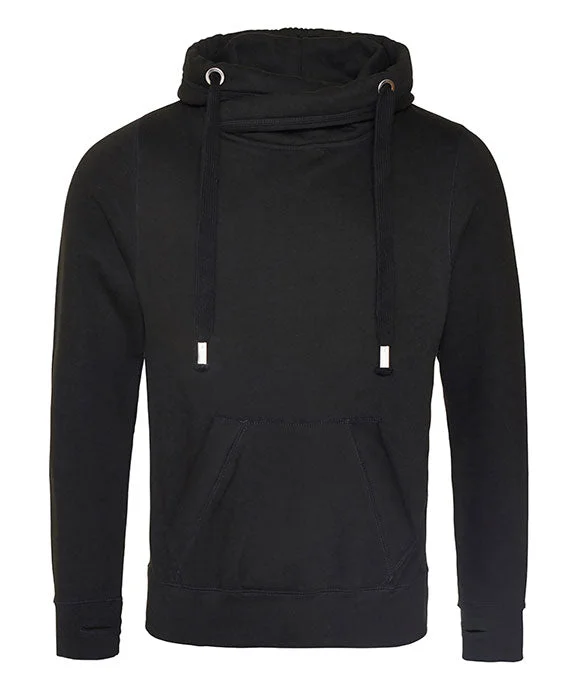 JHA021 - Just Hoods By AWDis Mens Heavyweight Cross Over Neck Hooded Sweatshirt | Jet Black JHA021 - Just Hoods By AWDis Mens Heavyweight Cross Over Neck Hooded Sweatshirt | Jet Black