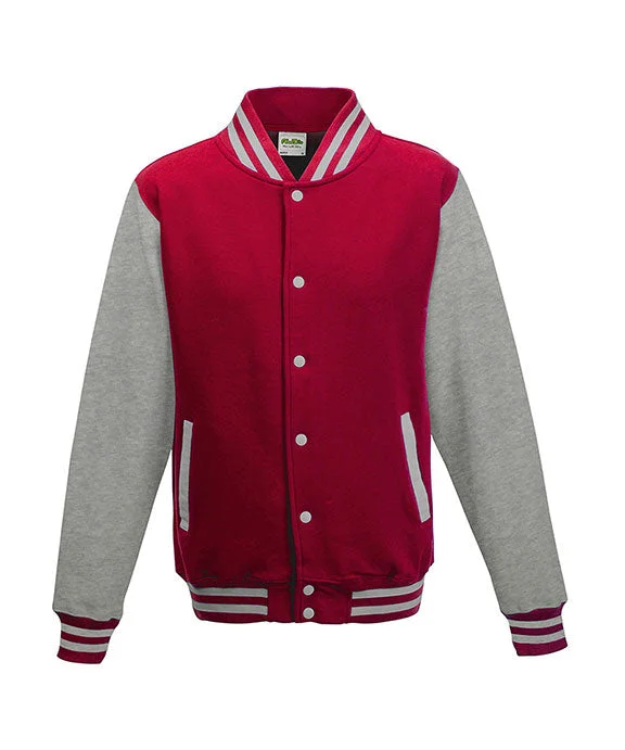 JHA043 - Just Hoods By AWDis Mens Heavyweight Letterman Jacket | Fire Red/Heather Grey JHA043 - Just Hoods By AWDis Mens Heavyweight Letterman Jacket | Fire Red/Heather Grey