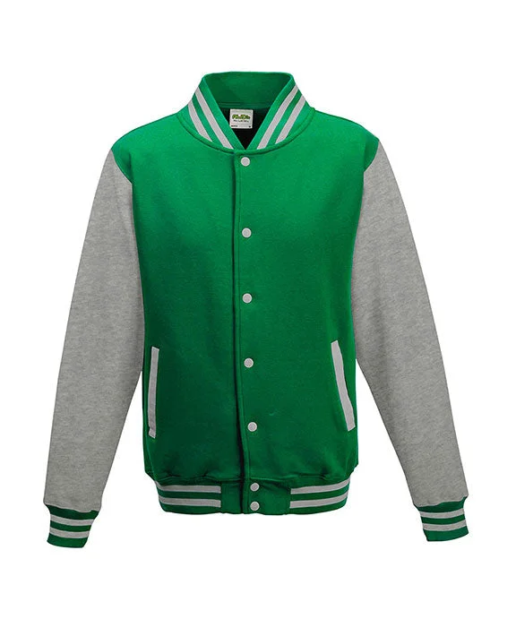 JHA043 - Just Hoods By AWDis Mens Heavyweight Letterman Jacket | Kelly Green/Heather Grey JHA043 - Just Hoods By AWDis Mens Heavyweight Letterman Jacket | Kelly Green/Heather Grey