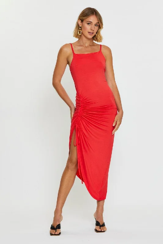 Red Bodycon Dress Midi