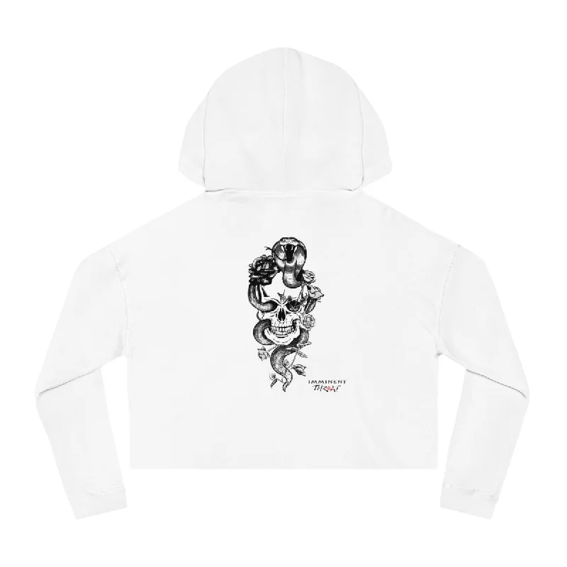 Women’s B&W Snake & Skull Cropped Hoodie