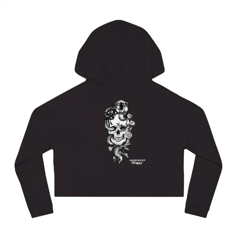 Women’s Black Snake & Skull Cropped Hoodie