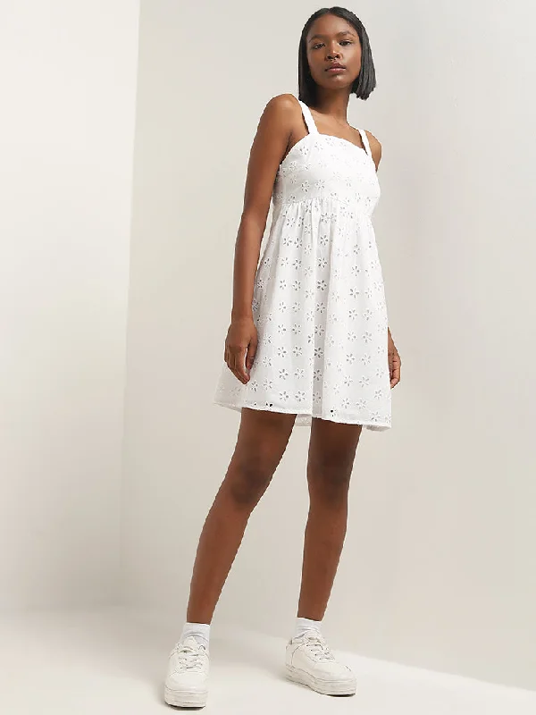 Off - the - Shoulder Women Dress for a Romantic and Feminine Look Off - the - Shoulder Women Dress for a Romantic and Feminine Look Nuon White Schiffli Design A-Line Cotton Dress Off - the - Shoulder Women Dress for a Romantic and Feminine Look Off - the - Shoulder Women Dress for a Romantic and Feminine Look Nuon White Schiffli Design A-Line Cotton Dress