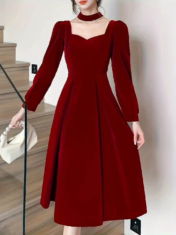 Ball Gown Women Dress with a Full Skirt for a Princess - like Look Ball Gown Women Dress with a Full Skirt for a Princess - like Look Sixsr Tucked Solid Midi Dress, Elegant Long Sleeve Party Dress, Women's Clothing Ball Gown Women Dress with a Full Skirt for a Princess - like Look Ball Gown Women Dress with a Full Skirt for a Princess - like Look Sixsr Tucked Solid Midi Dress, Elegant Long Sleeve Party Dress, Women's Clothing