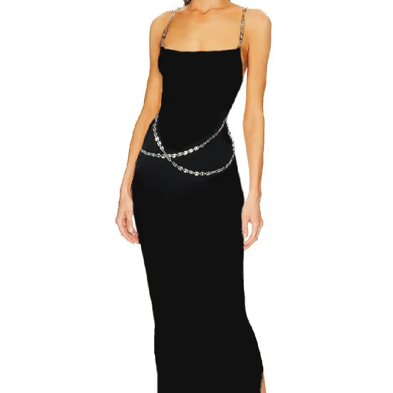 KittenAlarm - Paige Strappy Chain Detail Maxi Dress