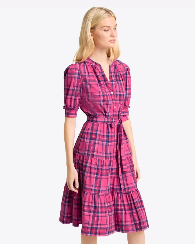 Loretta Shirt Dress in Pink Angie Plaid