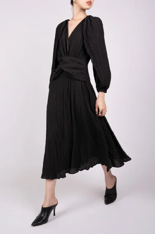 Mun A-line Twisted Silk Crepe Midi Dress