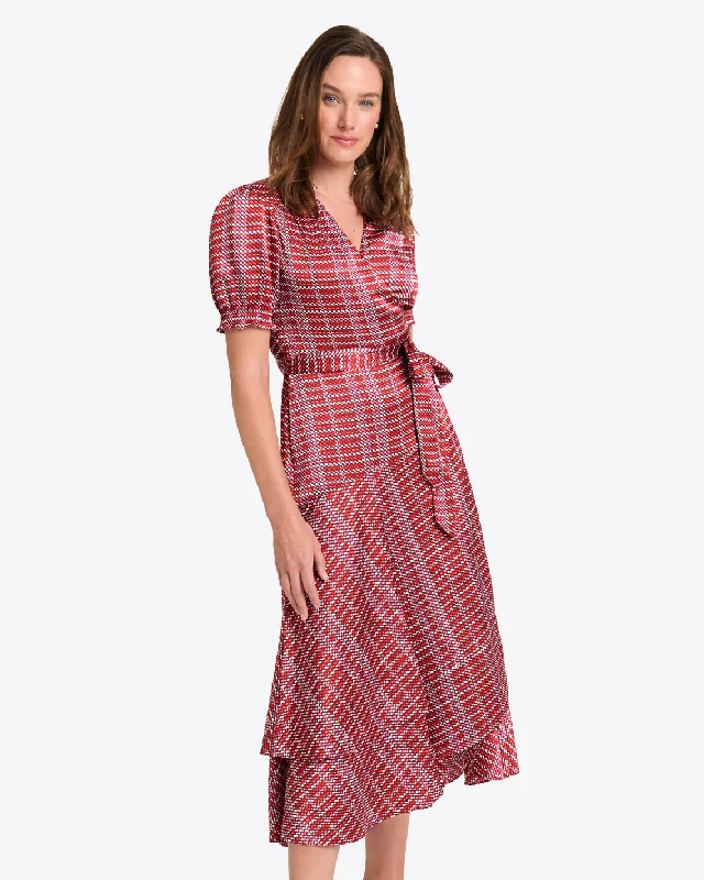 Naomi Wrap Dress in Dotted Grid