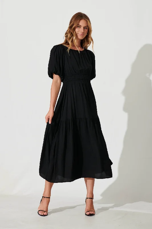 Stargazer Midi Dress In Black