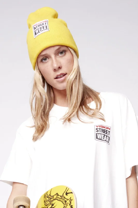 Cuffed Beanie With Large Logo Patch - Yellow