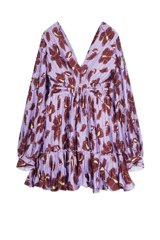 Jonathan Simkhai Londyn Floral Cut Out Mini Dress - Lavender Print