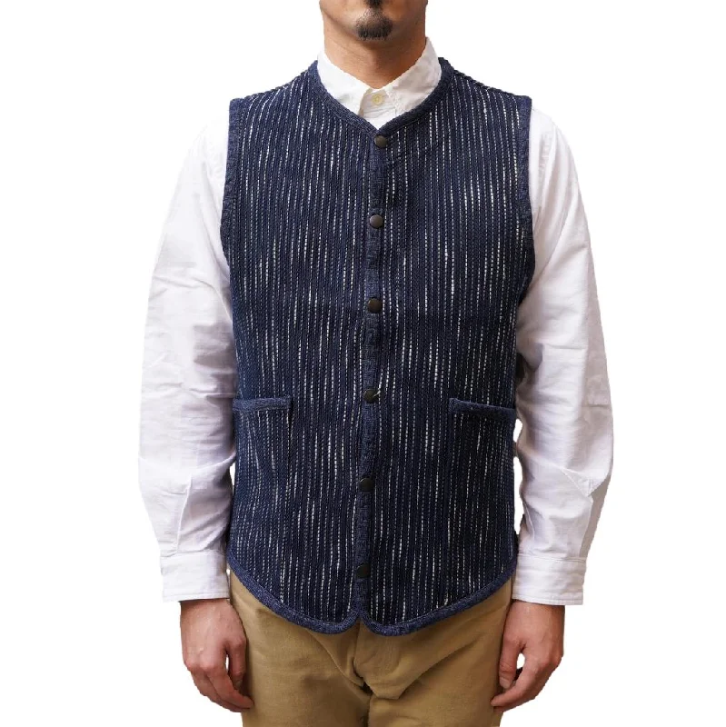 Studio D'Artisan Indigo "Rain" Sashiko Vest