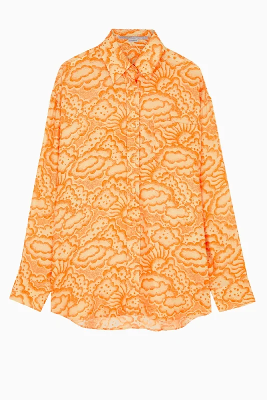 Stella McCartney Cloud Print Oversized Silk Shirt - Multi Orange