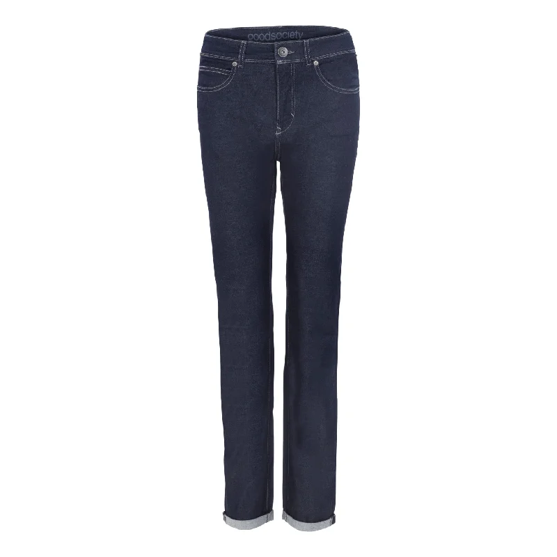 Womens High Waist Slim Light Jeans - Raw One Wash