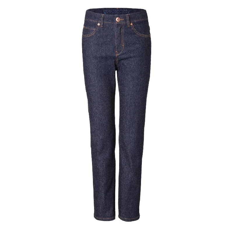 Womens High Waist Straight Jeans - Raw One Wash