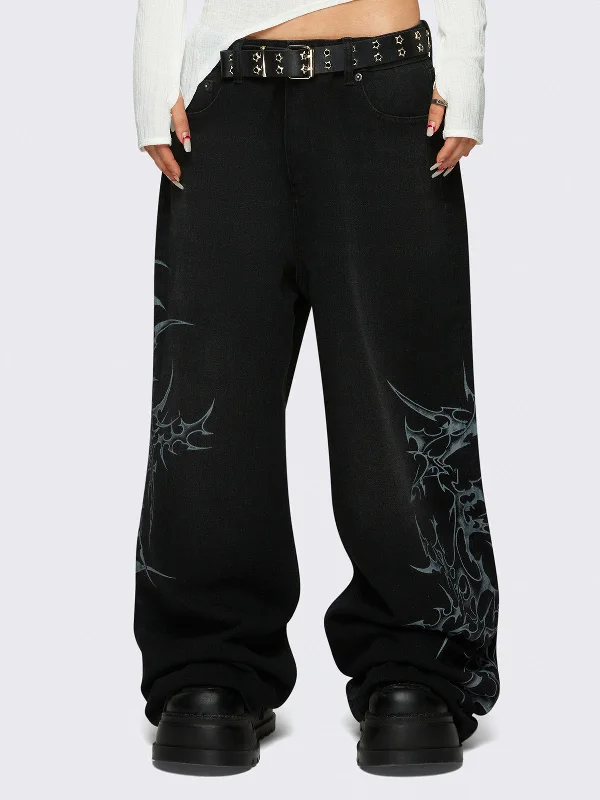 Women's matching top and pants set Mom jeans for a nostalgic and casual look Blaze Graphic Baggy Jeans Women's matching top and pants set Mom jeans for a nostalgic and casual look Blaze Graphic Baggy Jeans