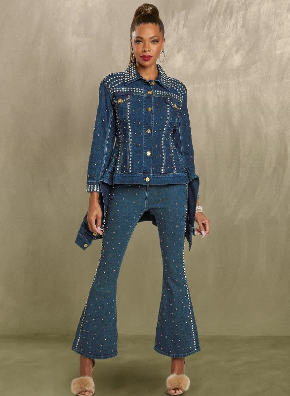 Women's pants for running Wide - leg women jeans for a modern and relaxed vibe DV Jeans - 8460P - High Quality Washed Stretch Denim Pants with Rhinestones & Studs Women's pants for running Wide - leg women jeans for a modern and relaxed vibe DV Jeans - 8460P - High Quality Washed Stretch Denim Pants with Rhinestones & Studs