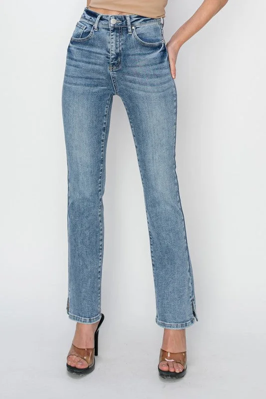 Women's pants with hidden pockets Embellished women jeans with studs or rhinestones for a glamorous touch High Rise Relaxed Straight Jeans With Side Slit Women's pants with hidden pockets Embellished women jeans with studs or rhinestones for a glamorous touch High Rise Relaxed Straight Jeans With Side Slit