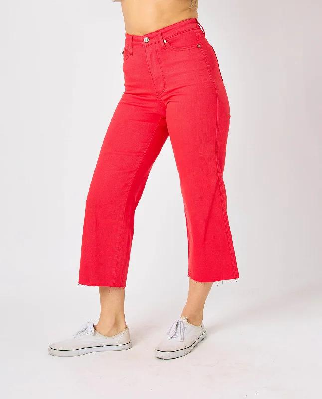 Women's elastic - waist lounge pants Acid - wash women jeans with a retro finish Judy Blue High Waist Garment Dyed Tummy Control Crop Wide Jeans Women's elastic - waist lounge pants Acid - wash women jeans with a retro finish Judy Blue High Waist Garment Dyed Tummy Control Crop Wide Jeans
