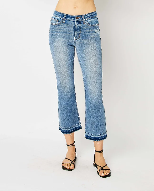 Women's corduroy fall pants Dark - wash women jeans for a sophisticated and slimming effect Judy Blue Mid Rise Release Hem Cropped Bootcut Jeans Women's corduroy fall pants Dark - wash women jeans for a sophisticated and slimming effect Judy Blue Mid Rise Release Hem Cropped Bootcut Jeans