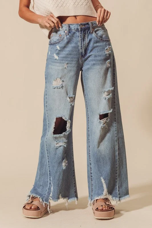Women's cotton jogger pants Acid - wash women jeans with a retro finish Mid Rise Wide Destructed and Distressed Jeans Women's cotton jogger pants Acid - wash women jeans with a retro finish Mid Rise Wide Destructed and Distressed Jeans